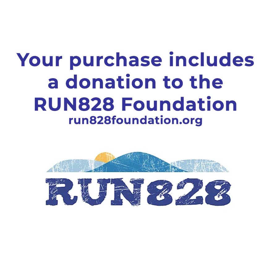 Promotional graphic for RUN828 Foundation with text and logo on a white background