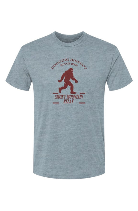Gray t-shirt with red SMR Bigfoot graphic and text on a white background