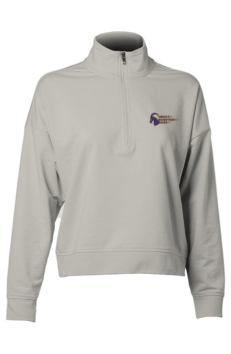 Light gray pullover with an orange and blue SMR ram logo on the chest against a white background