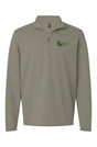 Light Green performance quarter zip with an green SMR ram logo on the chest against a white background