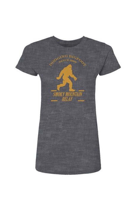 Gray t-shirt with yellow SMR Bigfoot graphic and text on a white background