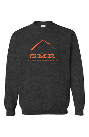 Dark gray sweatshirt with orange 'SMR' logo on a white background