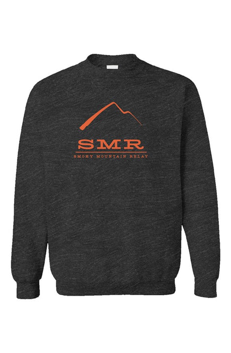Dark gray sweatshirt with orange 'SMR' logo on a white background