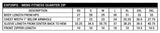 Size chart for men's fitness quarter zip with measurements in inches.
