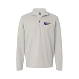Light gray half-zip pullover with a Smoky Mountain Relay speed ram logo on the chest against a white background