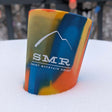 Colorful SMR (Smoky Mountain Relay) silicone pint glass in the snow